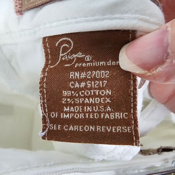 Paige Petite Laurel Canyon Low Waist Boot Cut Wide Leg White Jeans Size 28 Y2K - Picture 10 of 10